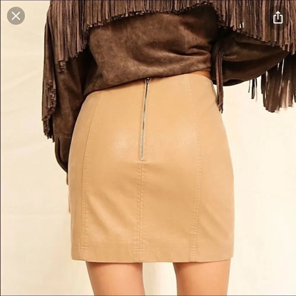 NWT Free People modern‎ femme suede tan skirt, 10